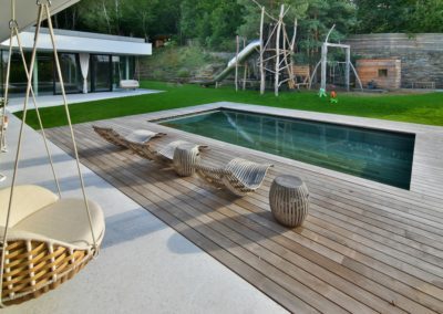 Nerezový bazén se zdvihacím dnem - Pohled z terasy - BWS Přerov